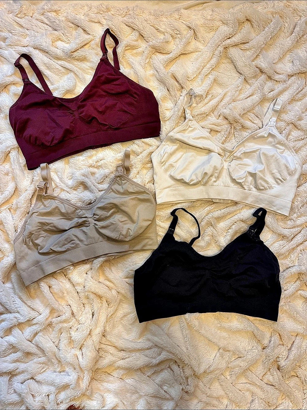 Maternity / Nursing Four-Bra Set Black & White XXL